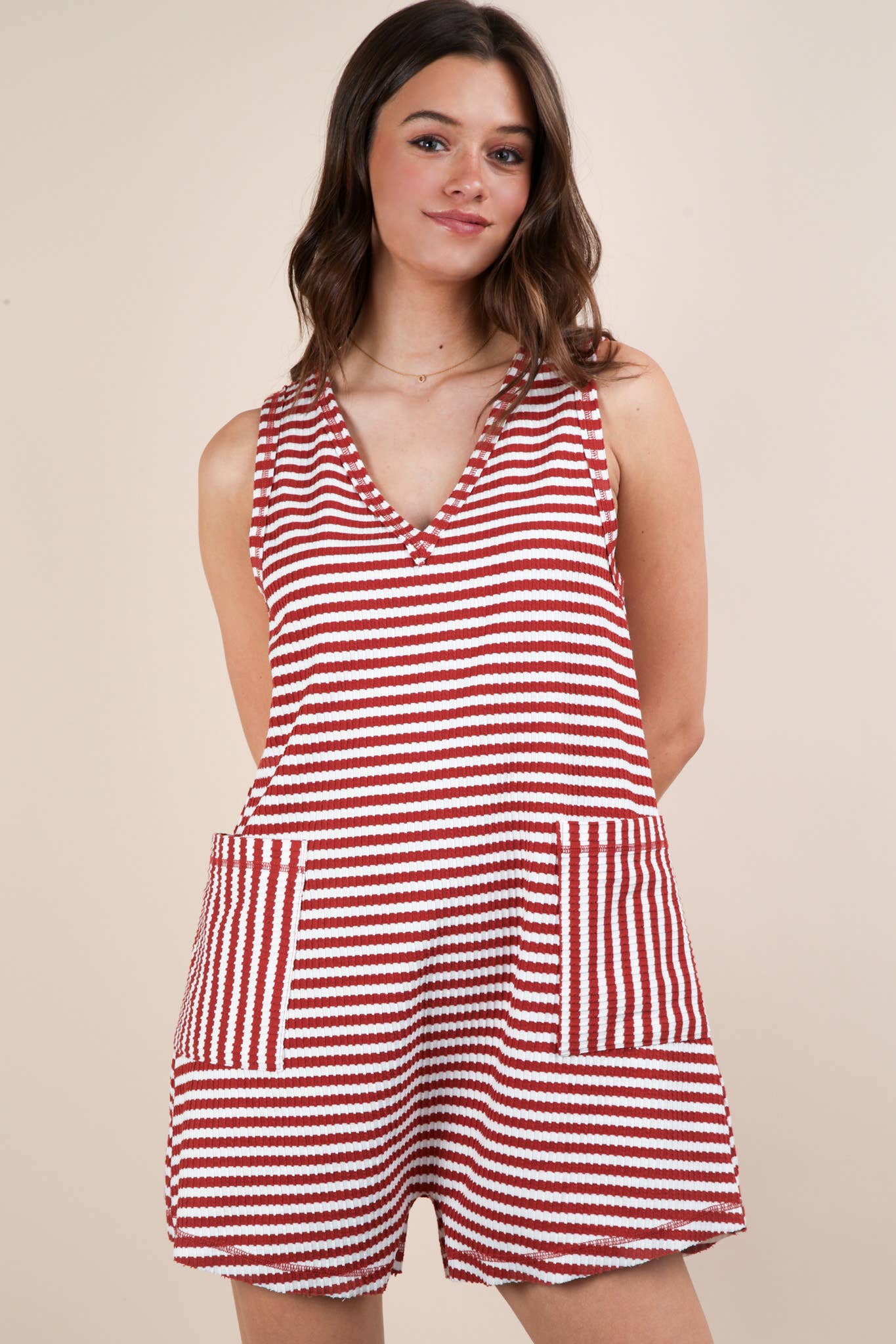 Striped Knit Casual Comfy Romper