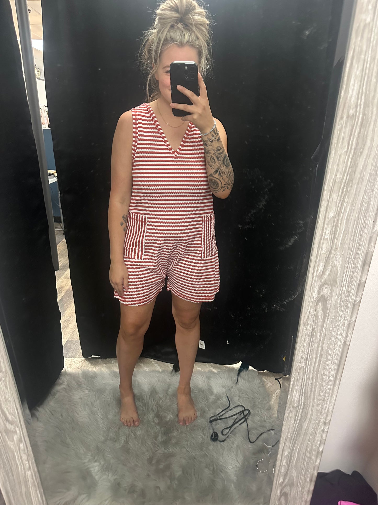 Striped Knit Casual Comfy Romper