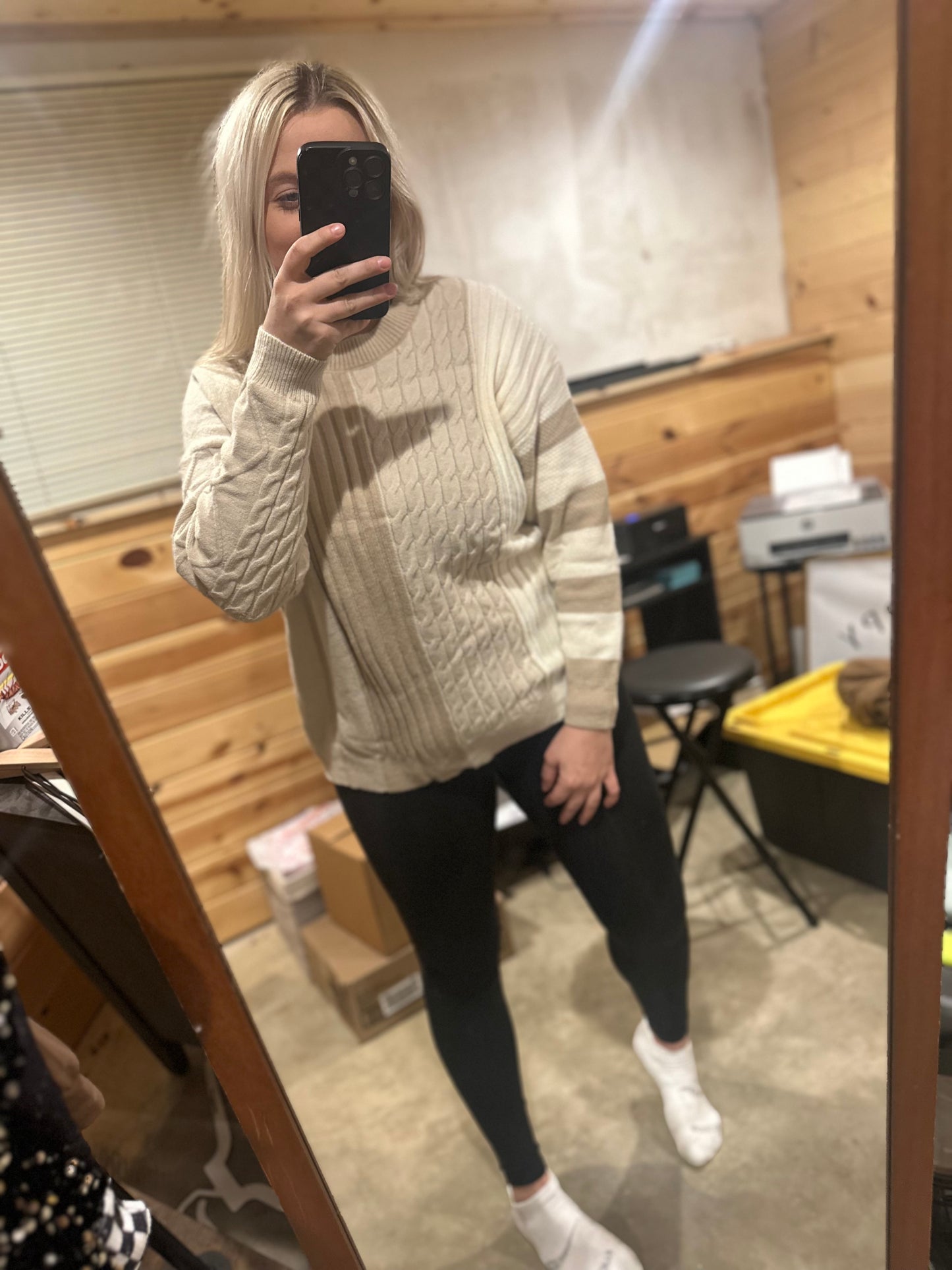 Cable Knit Colorblock Knit Sweater