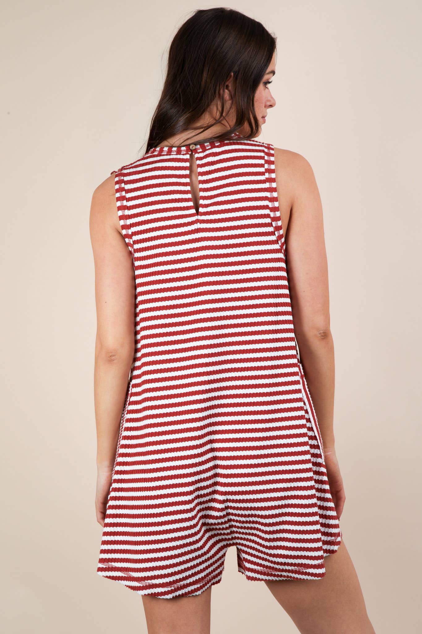 Striped Knit Casual Comfy Romper